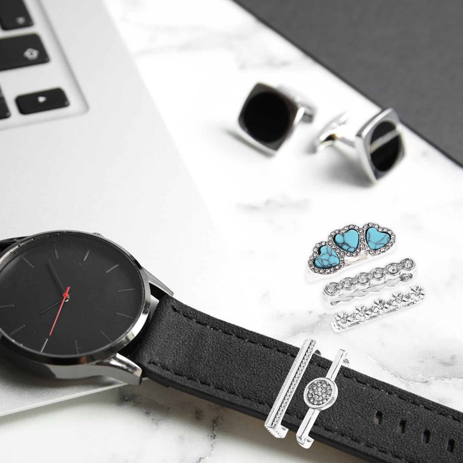 Smartwatch - 5Pcs Premium Alloy Watchband Ring Charms