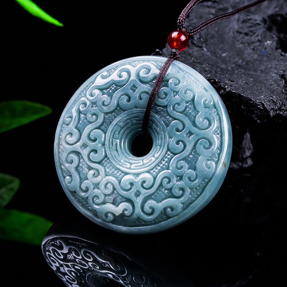 Jewelry & Watches Store - Natural Burmese Jadeite Flower Pendant Necklace