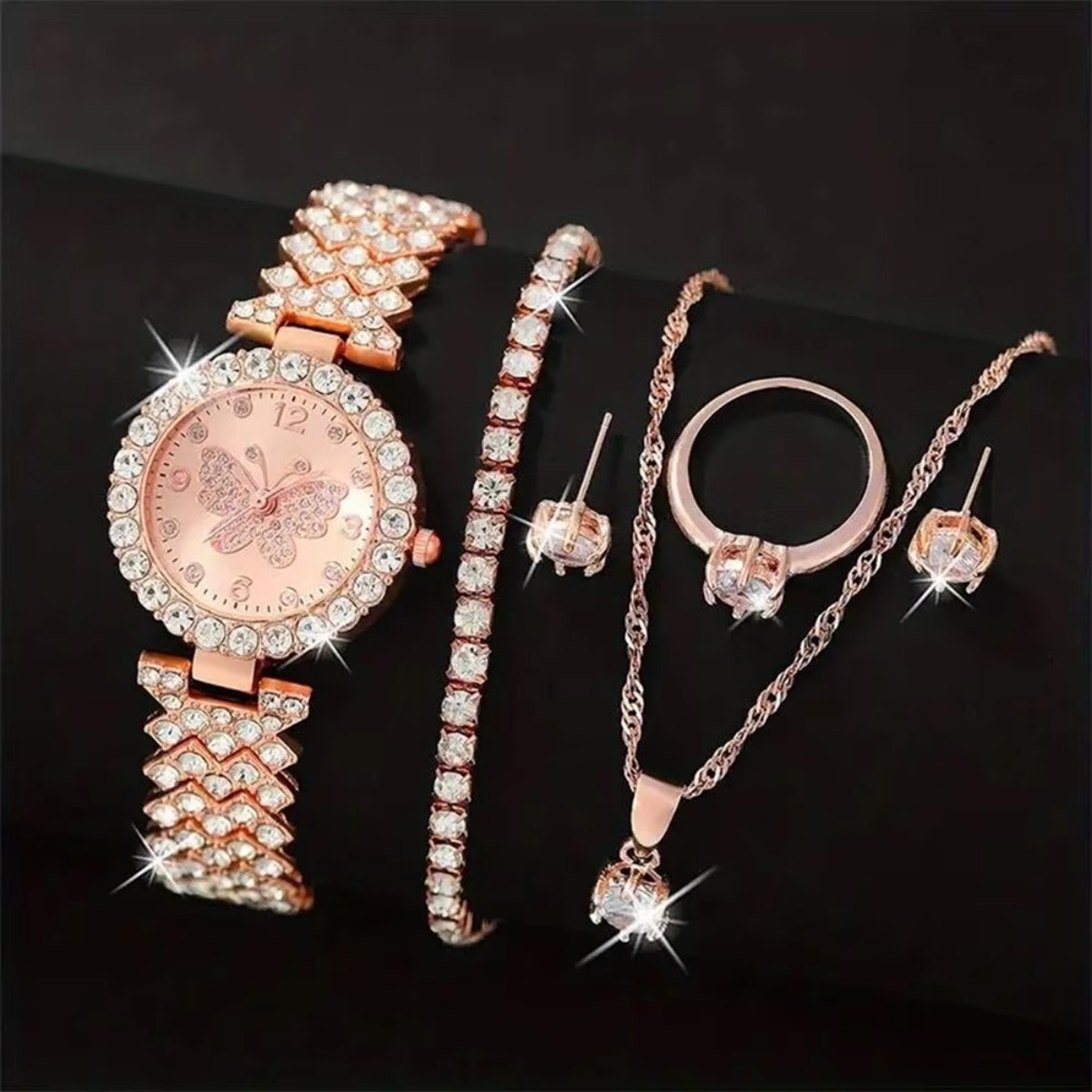 6PCS/Set Luxury Rhinestone But - огляд і ціна Jewelry Watches For Ladies
