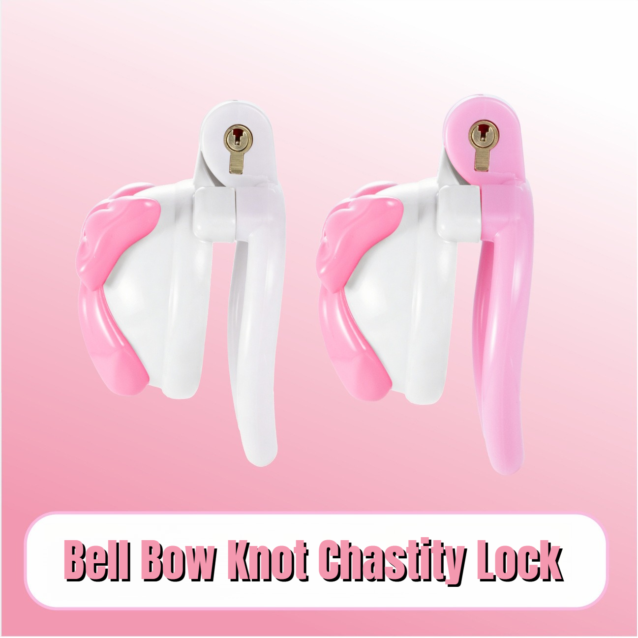 Pink Bowknot Resin Chastity Ca - огляд і ціна Couple Ring Set