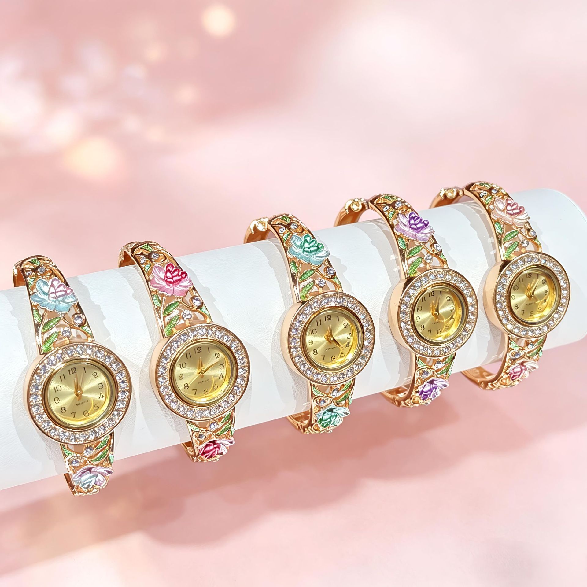 Vintage Gold Enamel Flower Wri - огляд і ціна Jewelry Watches For Ladies