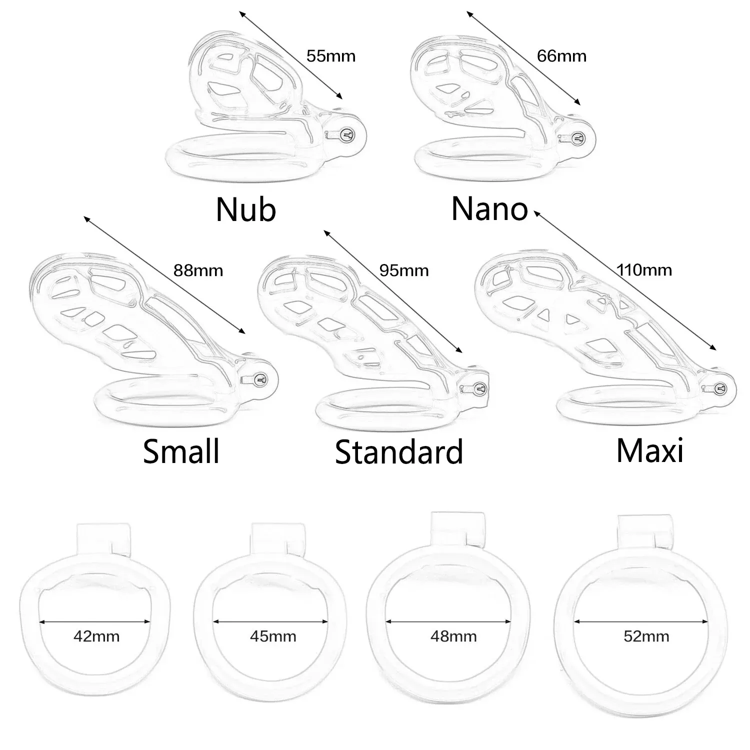 6 sizes CB Nylon Chastity Cage - огляд і ціна Couple Ring Set