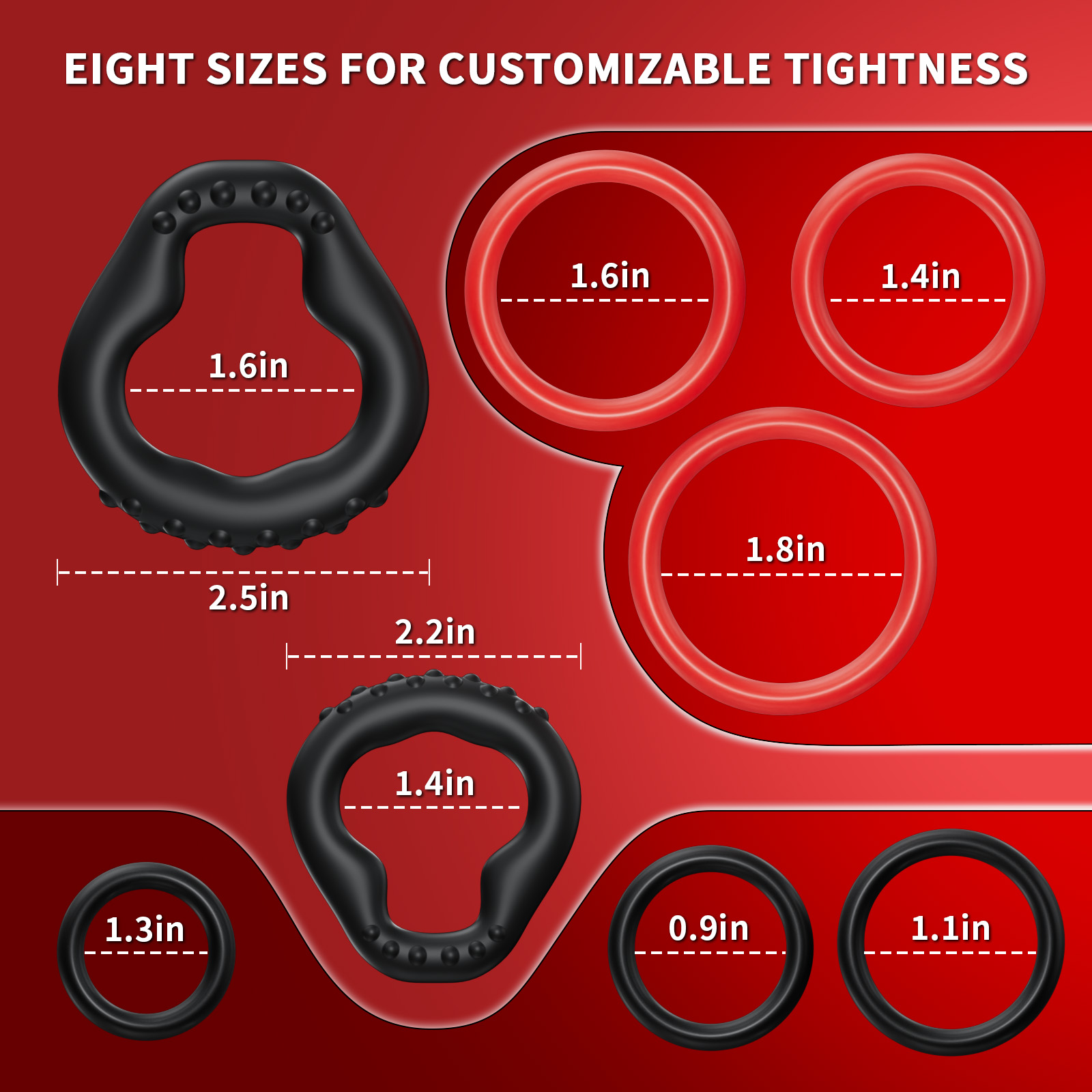 KUSHOR 8 PCS Silicone Penis Ri - огляд і ціна Couple Ring Set