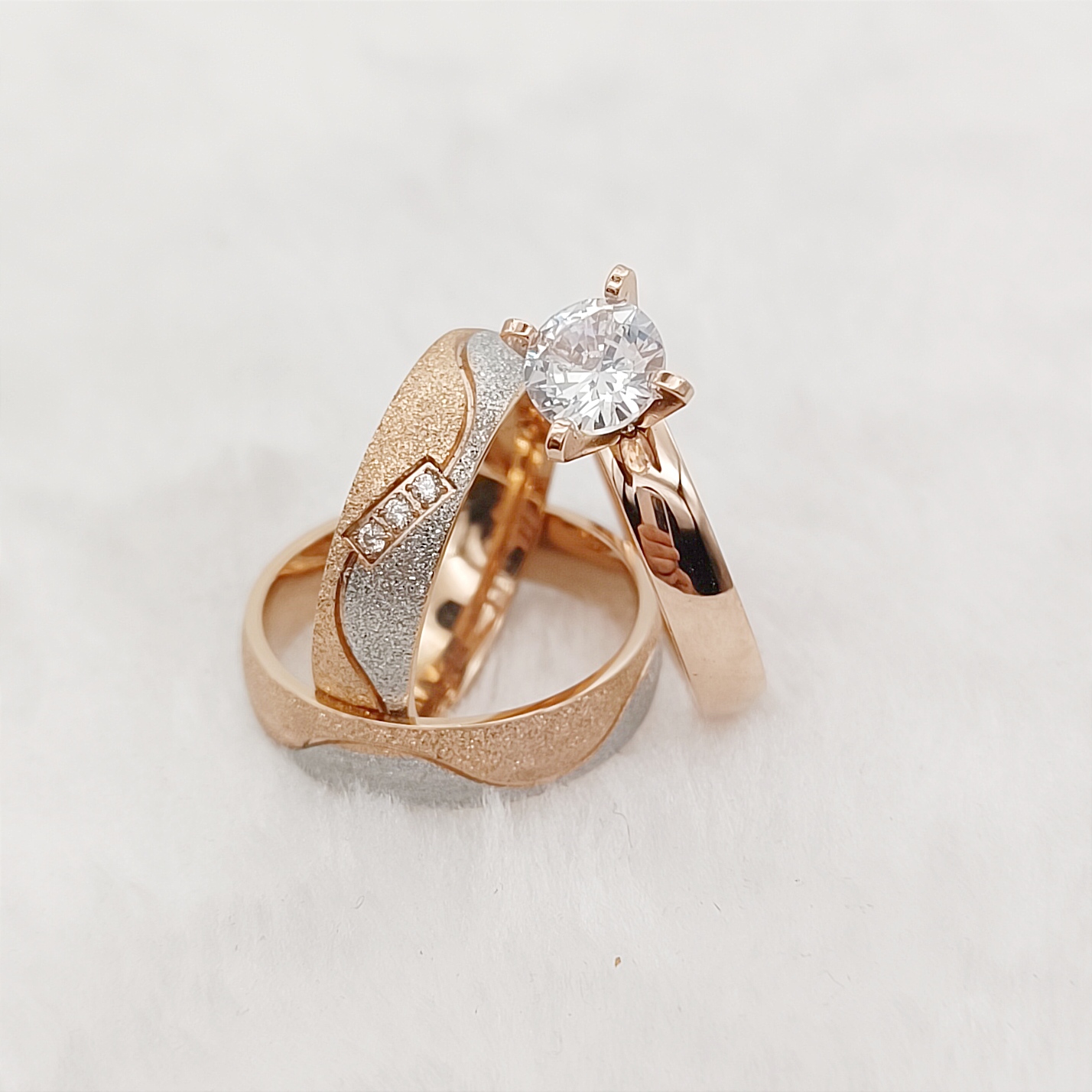Proposal 3pcs Marriage Promise - огляд і ціна Couple Ring Set